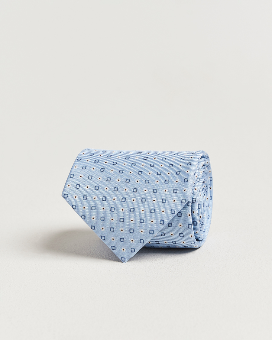 Uomini | Cravatte | E. Marinella | 3-Fold Printed Silk Tie Light Blue