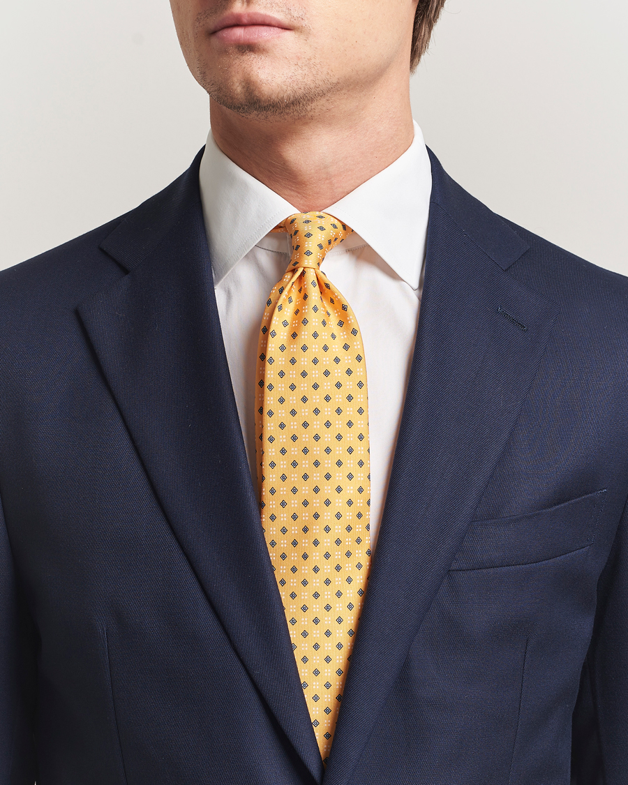 Uomini | Cravatte | E. Marinella | 3-Fold Printed Silk Tie Yellow