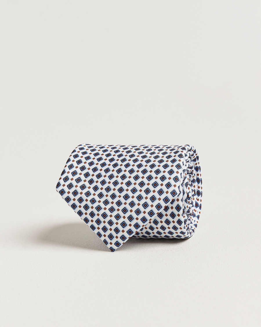 Uomini | Cravatte | E. Marinella | 3-Fold Printed Silk Tie Blue/White