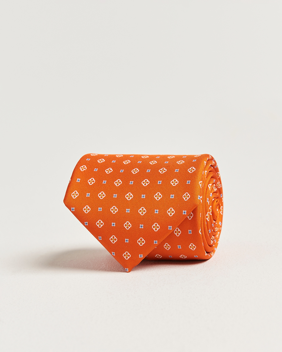Uomini | Cravatte | E. Marinella | 3-Fold Printed Silk Tie Orange
