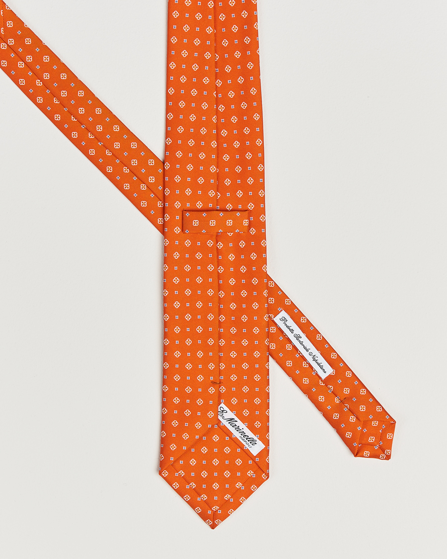 Uomini | Cravatte | E. Marinella | 3-Fold Printed Silk Tie Orange