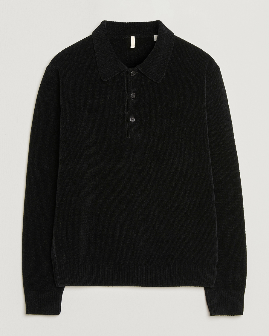 Uomini | Polo | Sunflower | Chenile Long Sleeve Polo Black