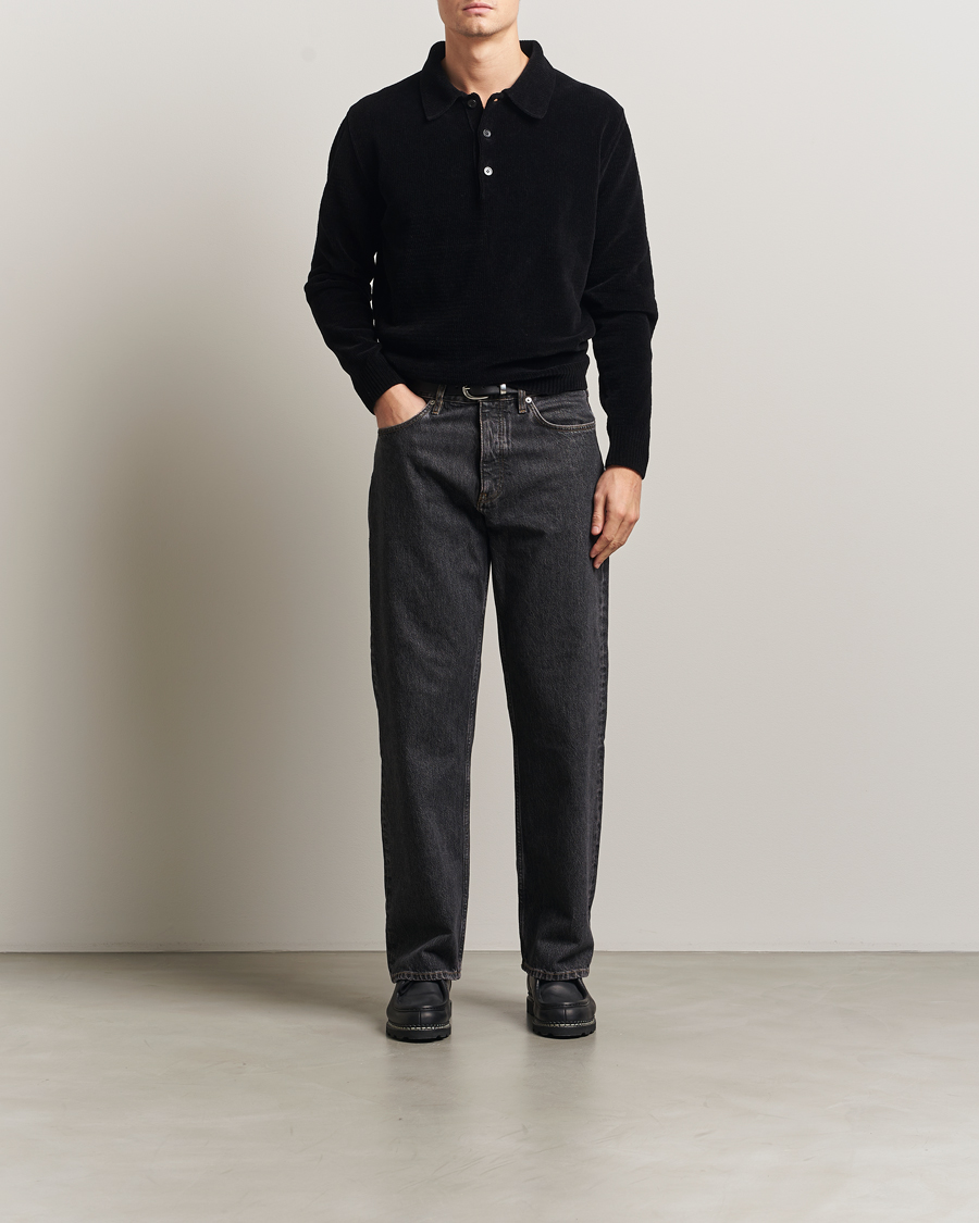 Uomini | Polo | Sunflower | Chenile Long Sleeve Polo Black