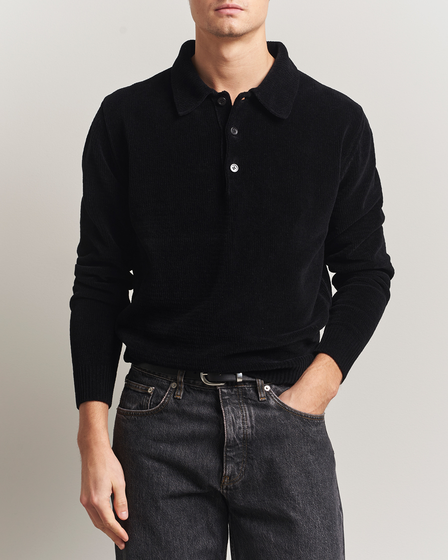 Uomini | Polo | Sunflower | Chenile Long Sleeve Polo Black