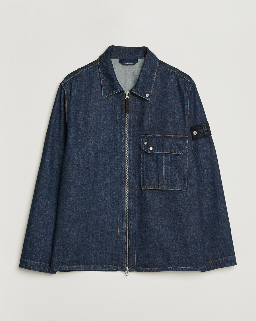 Uomini | Giacche | Stone Island | Denim Zip Shirt Jacket Blue Rinse