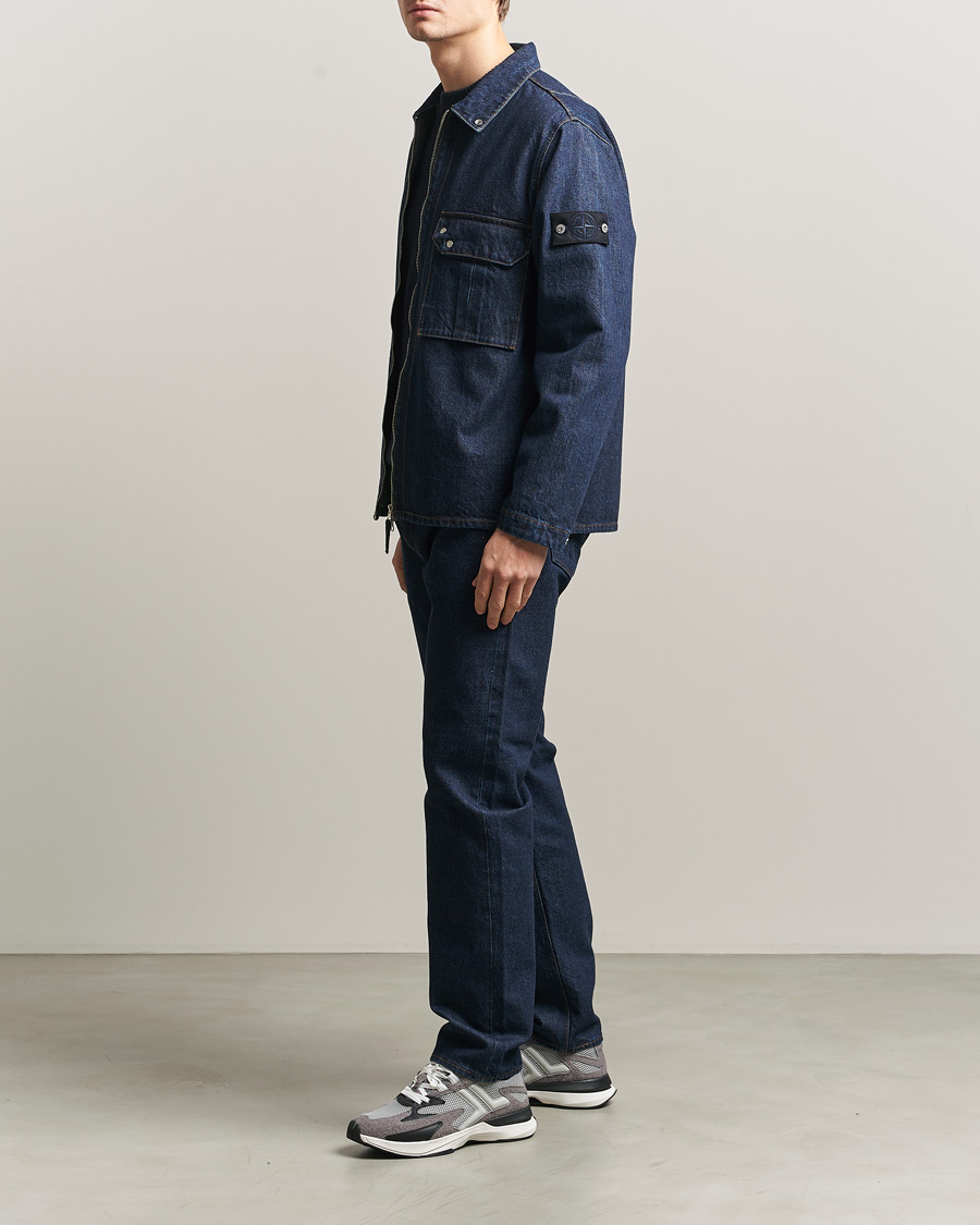 Uomini | Giacche | Stone Island | Denim Zip Shirt Jacket Blue Rinse