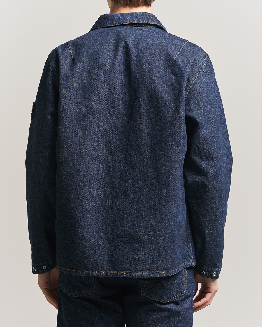 Uomini | Giacche | Stone Island | Denim Zip Shirt Jacket Blue Rinse