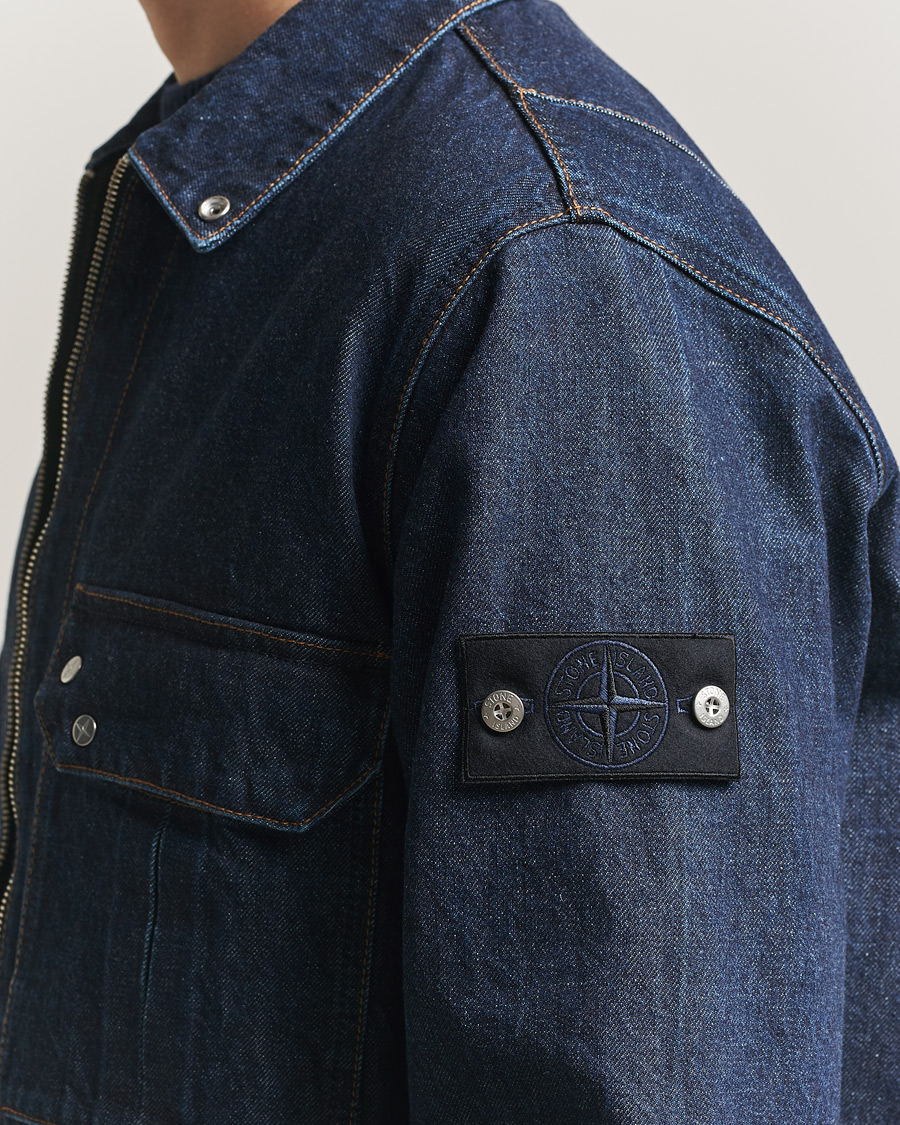 Uomini | Giacche | Stone Island | Denim Zip Shirt Jacket Blue Rinse