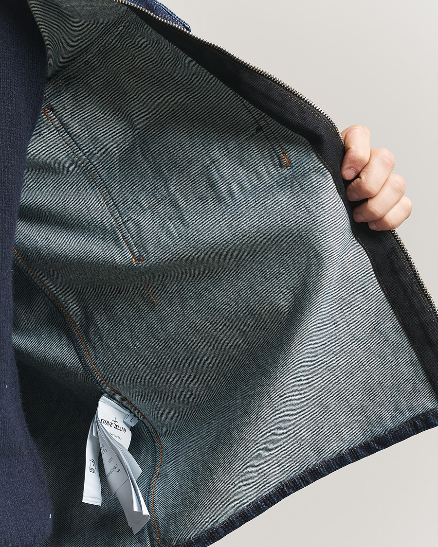 Uomini | Giacche | Stone Island | Denim Zip Shirt Jacket Blue Rinse