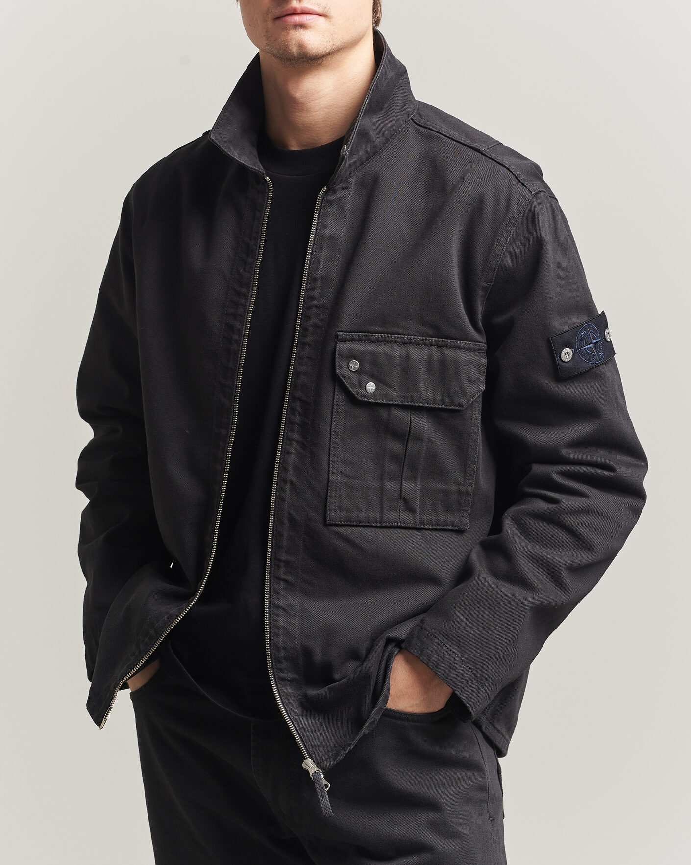 Uomini | Giacche | Stone Island | Denim Zip Overshirt Black
