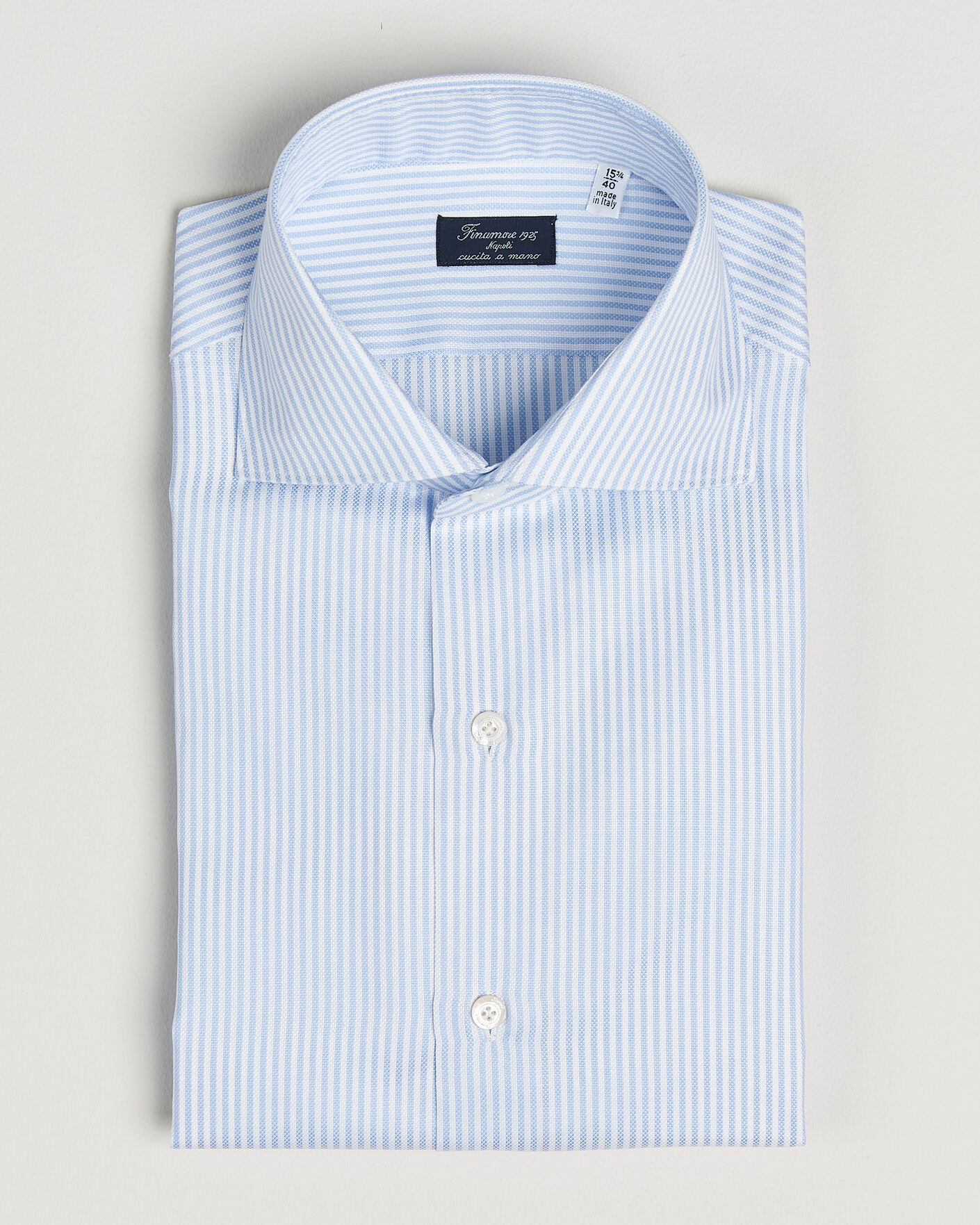 Uomini | Camicie | Finamore Napoli | Milano Slim Royal Oxford Dress Shirt Light Blue Stripe