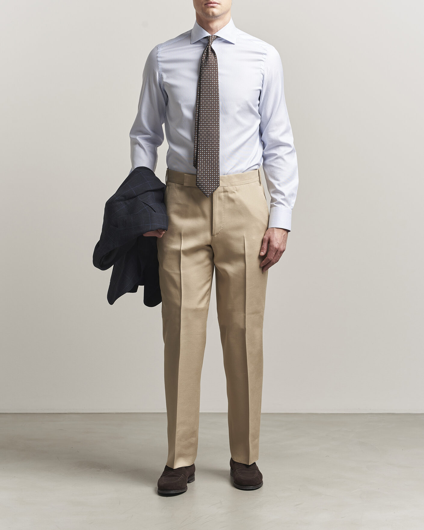 Uomini | Camicie | Finamore Napoli | Milano Slim Royal Oxford Dress Shirt Light Blue Stripe