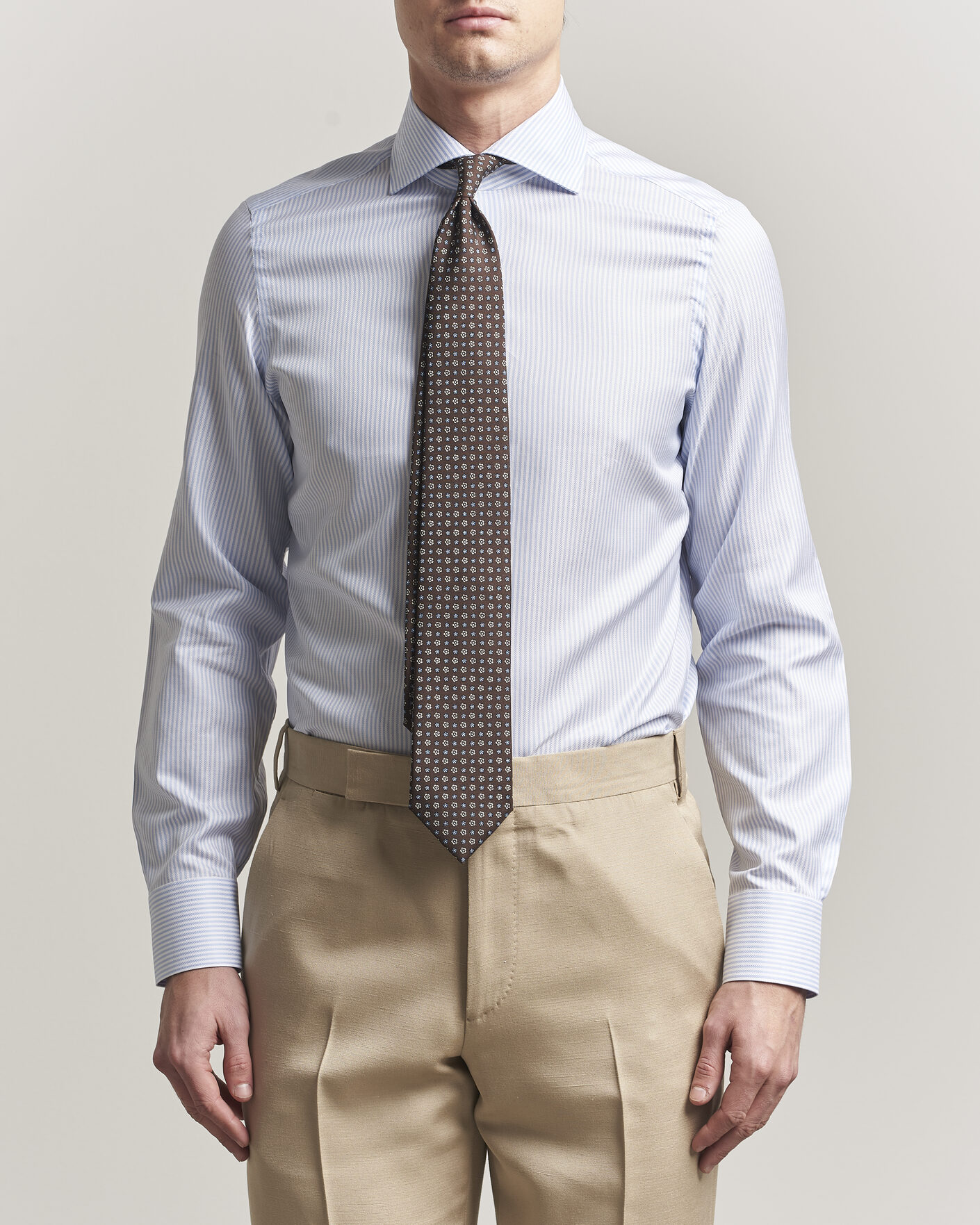 Uomini | Camicie | Finamore Napoli | Milano Slim Royal Oxford Dress Shirt Light Blue Stripe