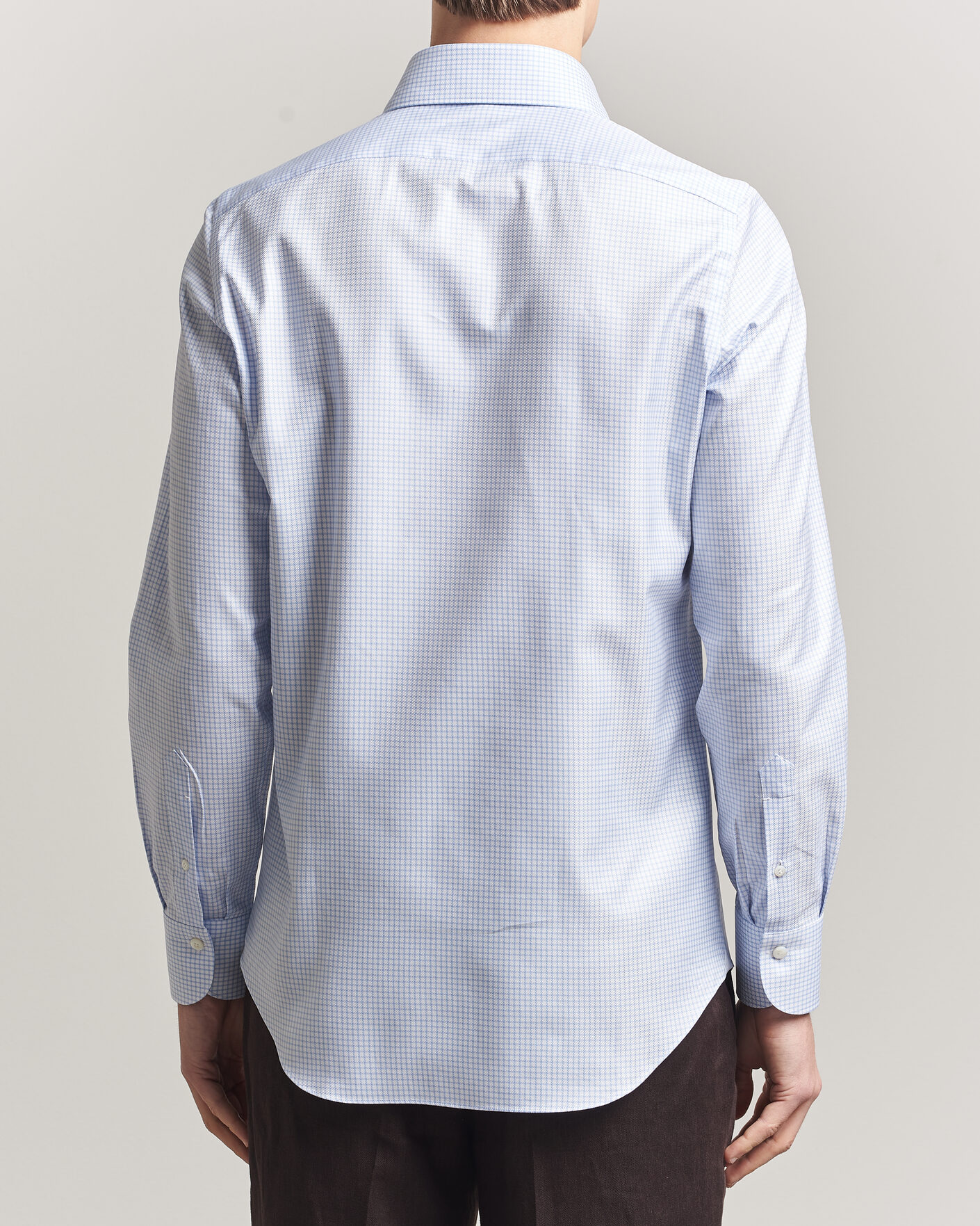 Uomini | Camicie | Finamore Napoli | Milano Slim Twill Shirt Light Blue Check