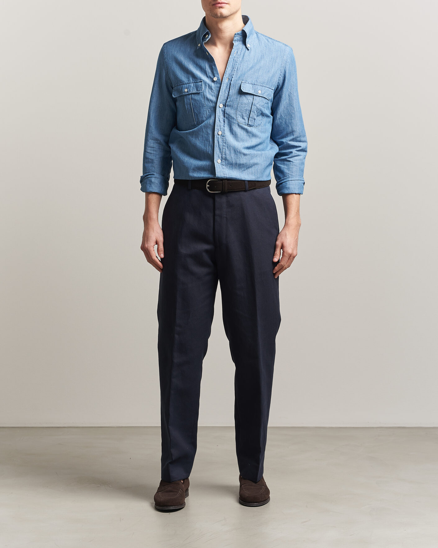 Uomini | Camicie | Finamore Napoli | Double Pocket Overshirt Light Blue