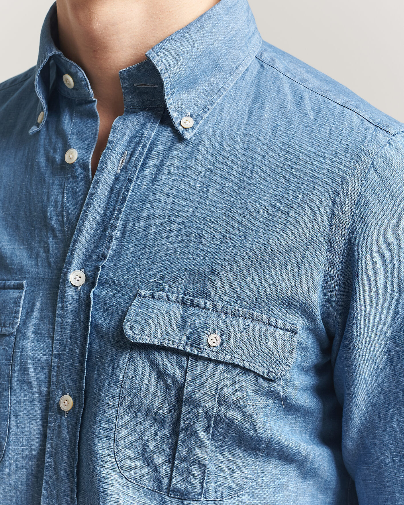Uomini | Camicie | Finamore Napoli | Double Pocket Overshirt Light Blue