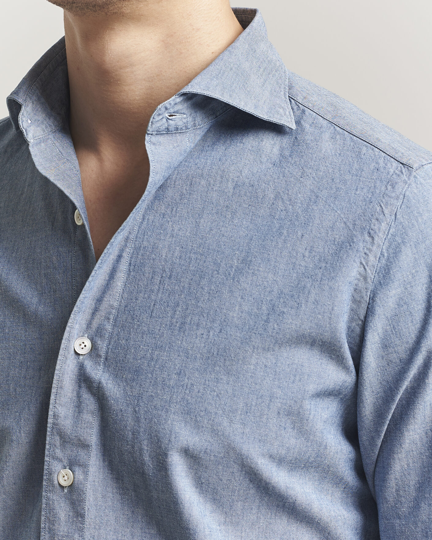 Uomini | Camicie | Finamore Napoli | Gaeta Chambray Shirt Light Blue