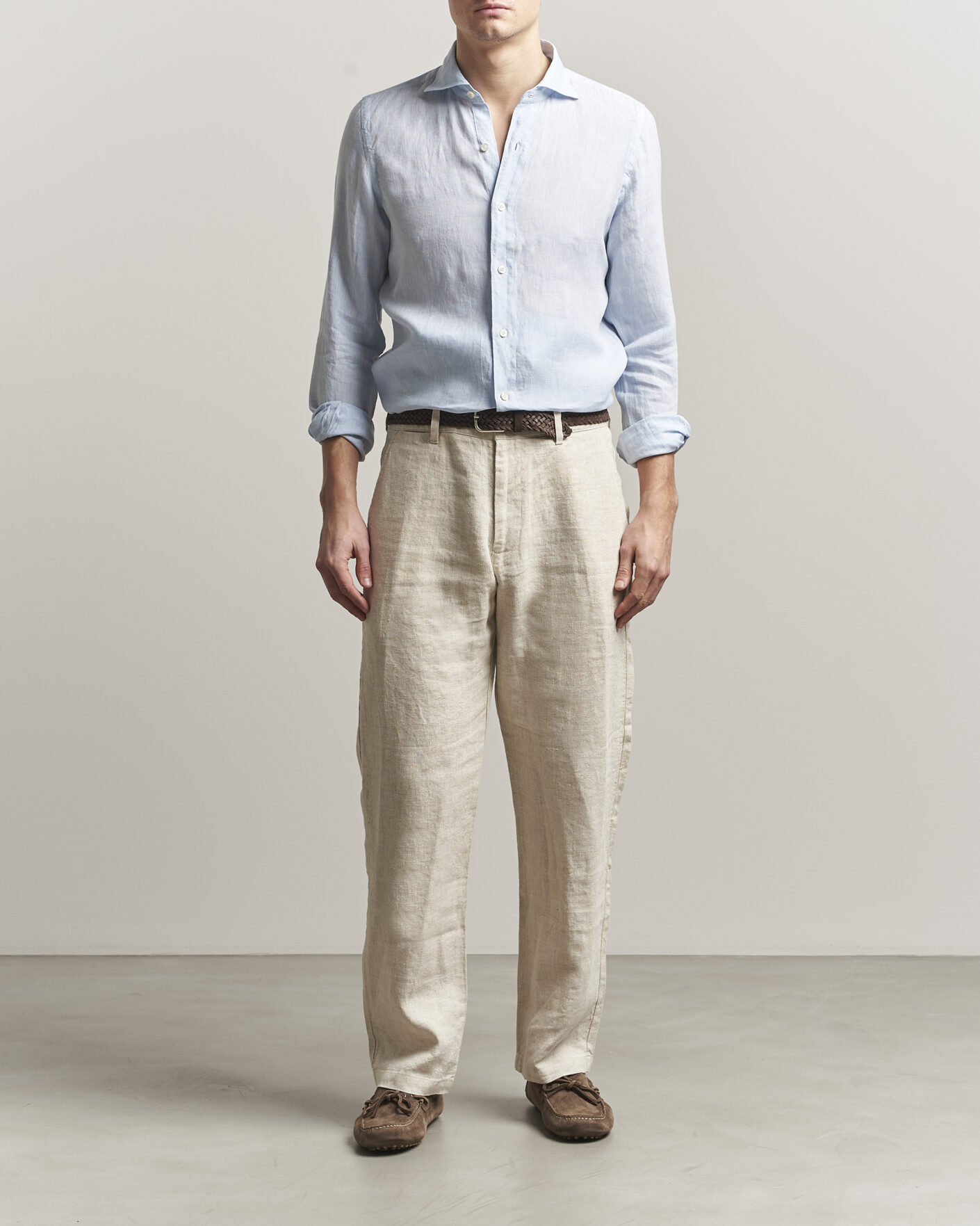 Uomini | Camicie | Finamore Napoli | Gaeta Linen Shirt Light Blue