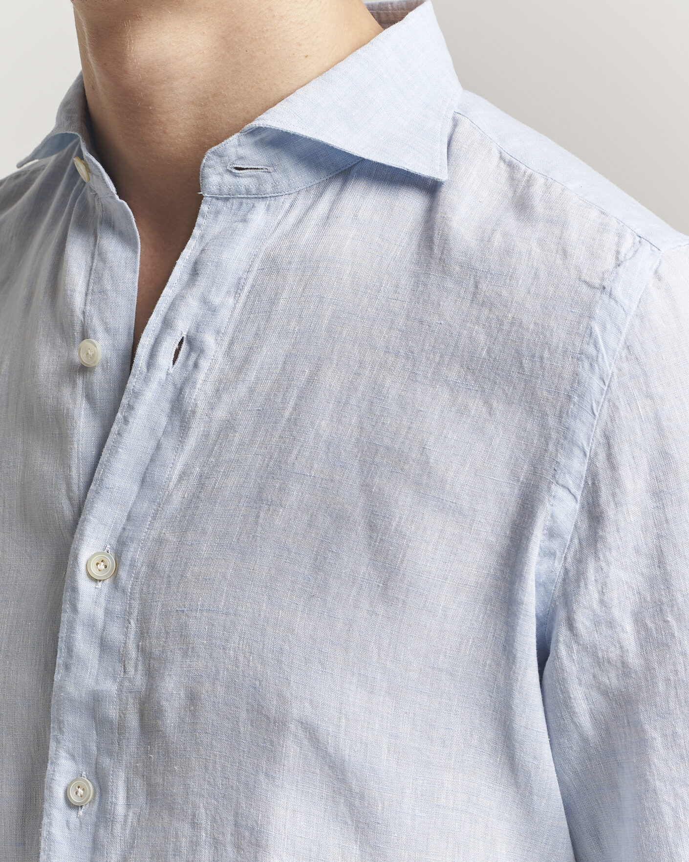 Uomini | Camicie | Finamore Napoli | Gaeta Linen Shirt Light Blue