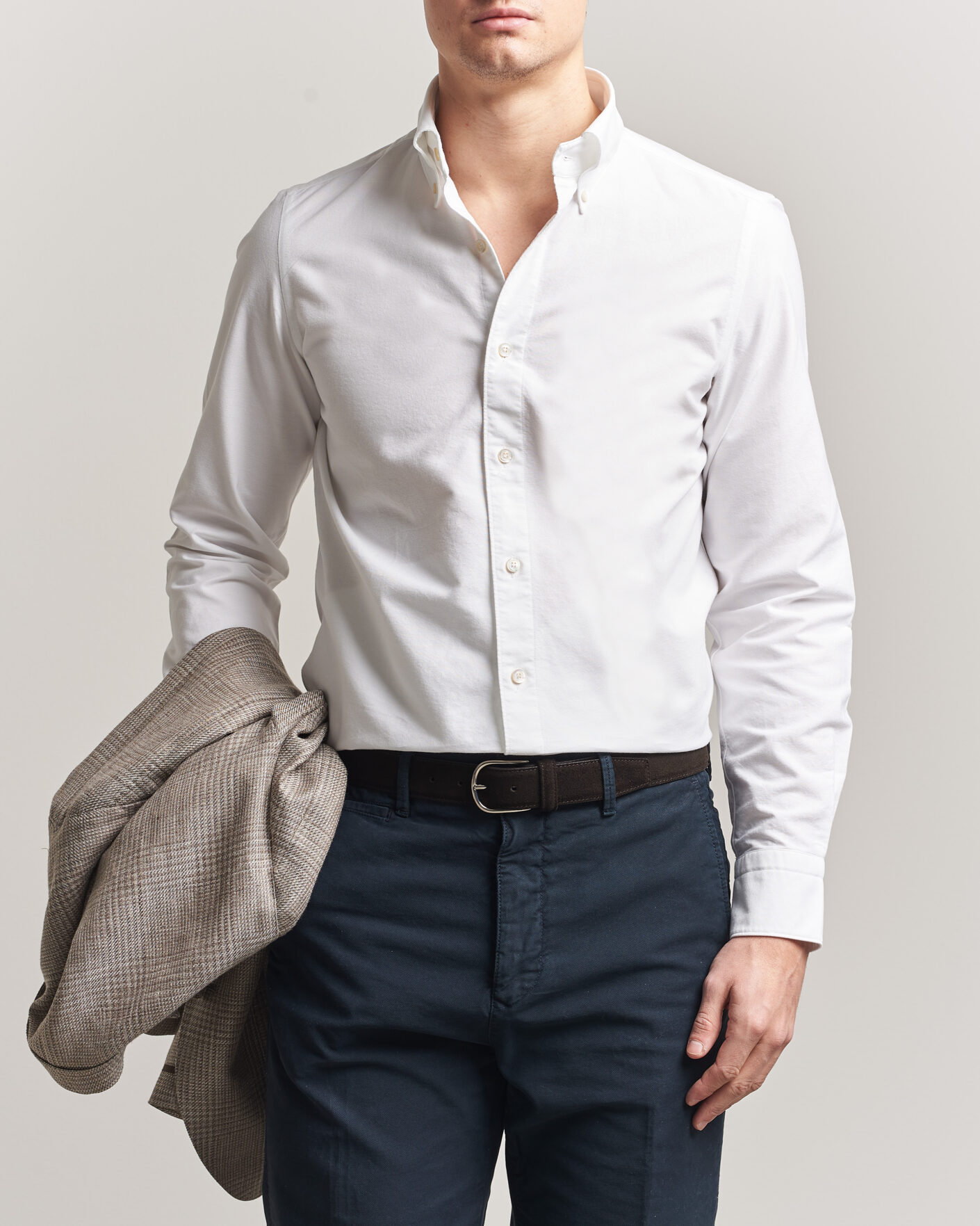 Uomini | Camicie | Finamore Napoli | Gaeta Oxford Button Down Shirt White