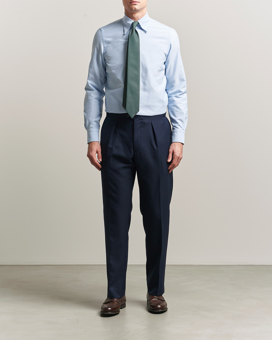 Uomini | Camicie | Finamore Napoli | Gaeta Oxford Button Down Shirt Light Blue