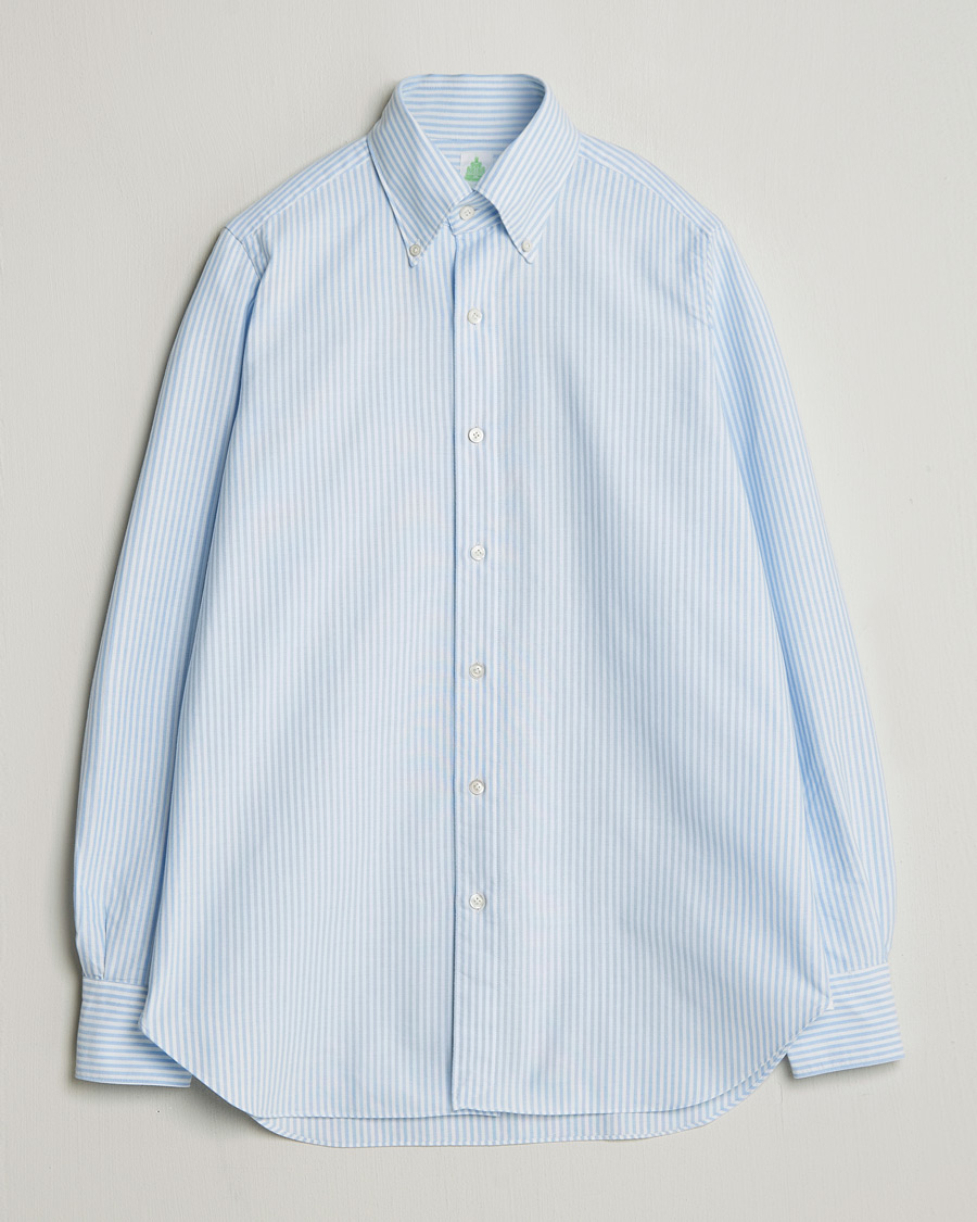 Uomini | Camicie | Finamore Napoli | Gaeta Oxford Button Down Shirt Light Blue Stripe