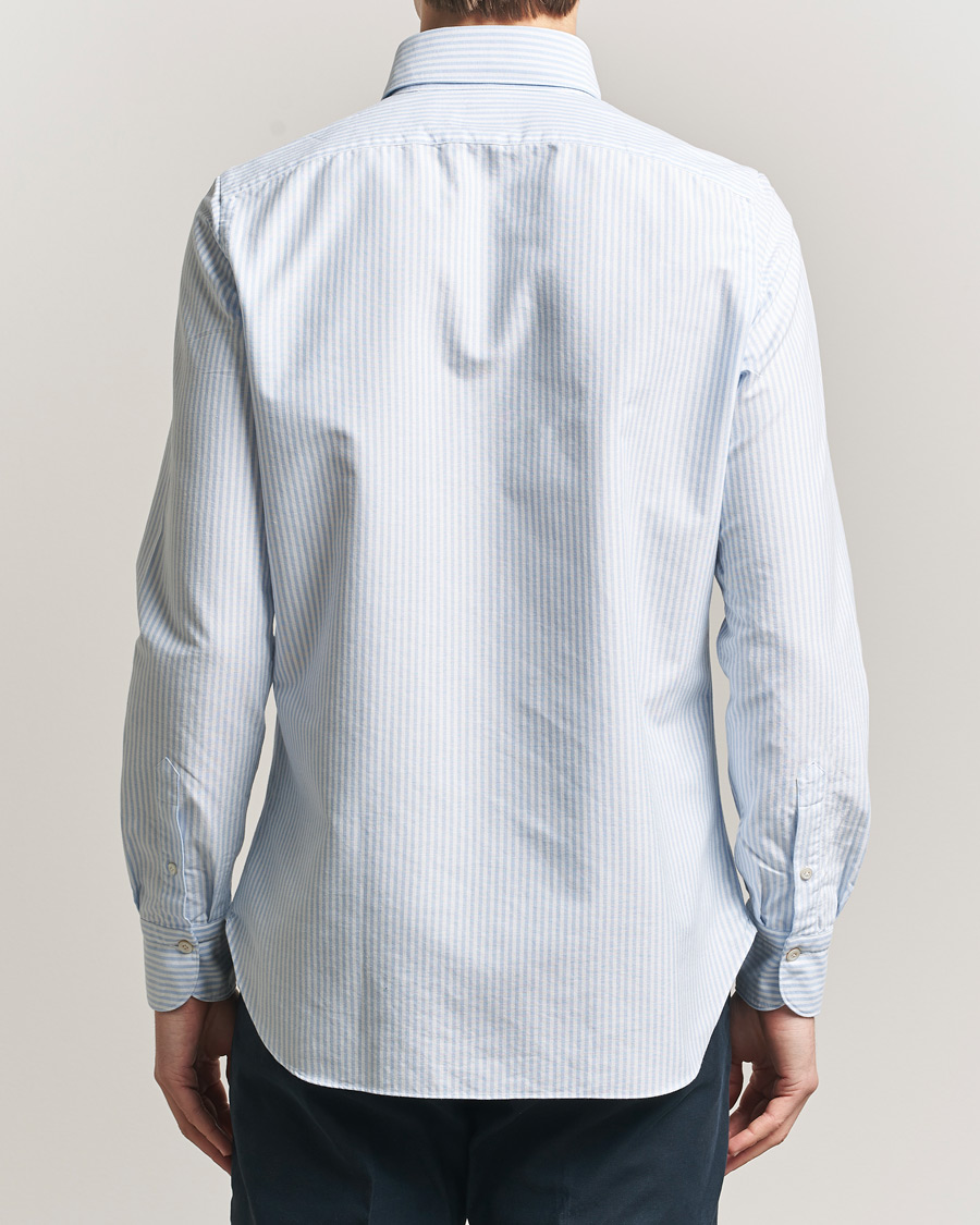 Uomini | Camicie | Finamore Napoli | Gaeta Oxford Button Down Shirt Light Blue Stripe
