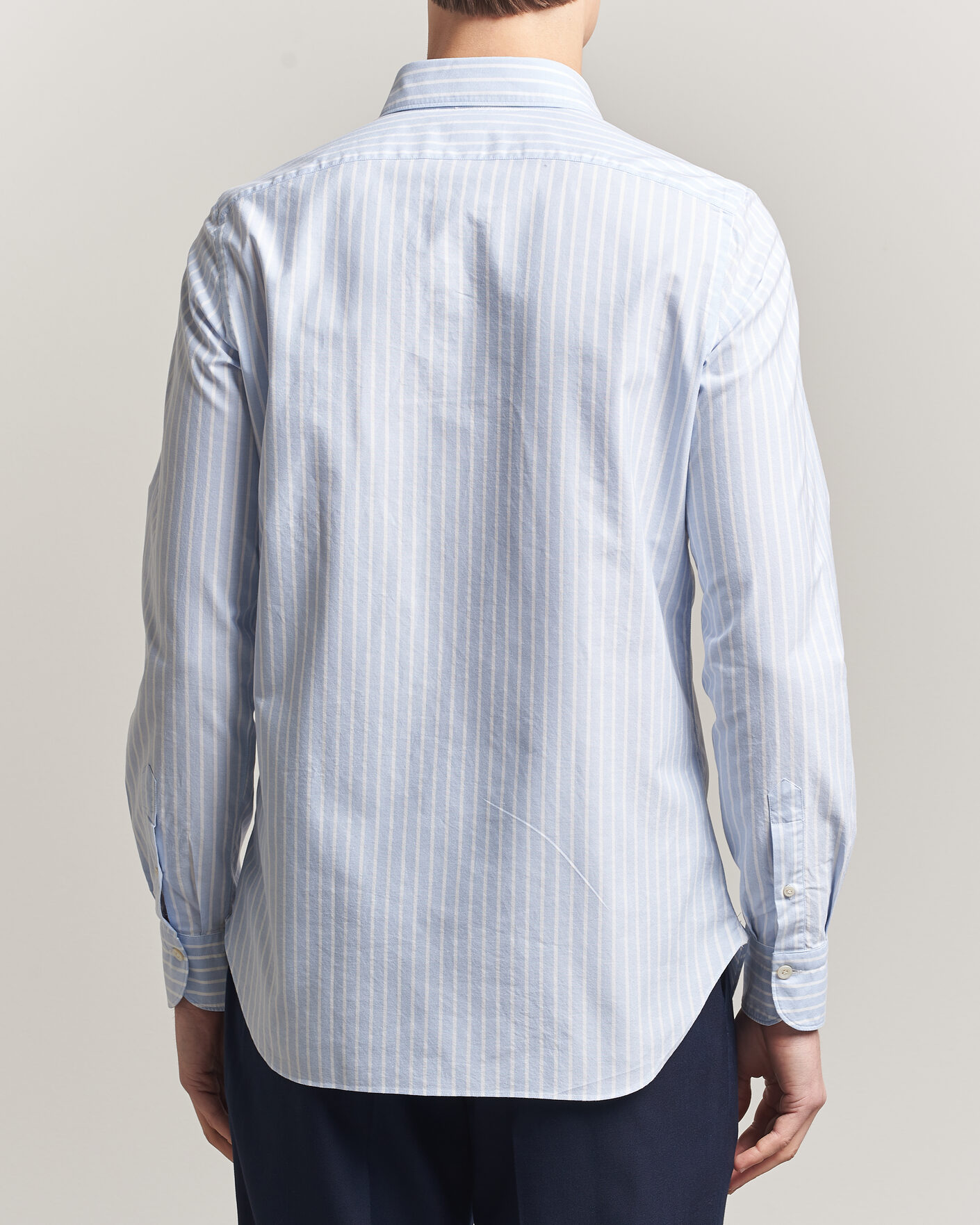 Uomini | Camicie | Finamore Napoli | Gaeta Pinpoint Oxford Shirt Light Blue Stripe