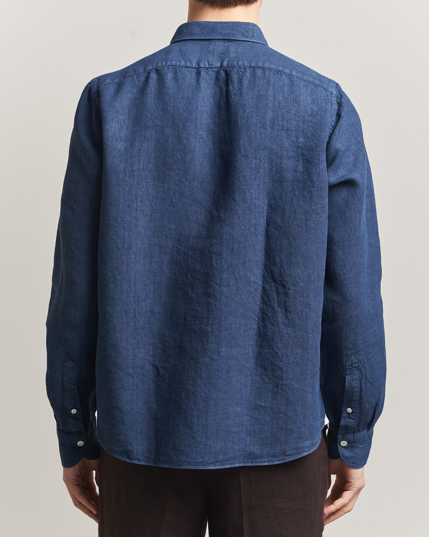 Uomini | Camicie | Finamore Napoli | Salina Garment Dyed Linen Overshirt Navy