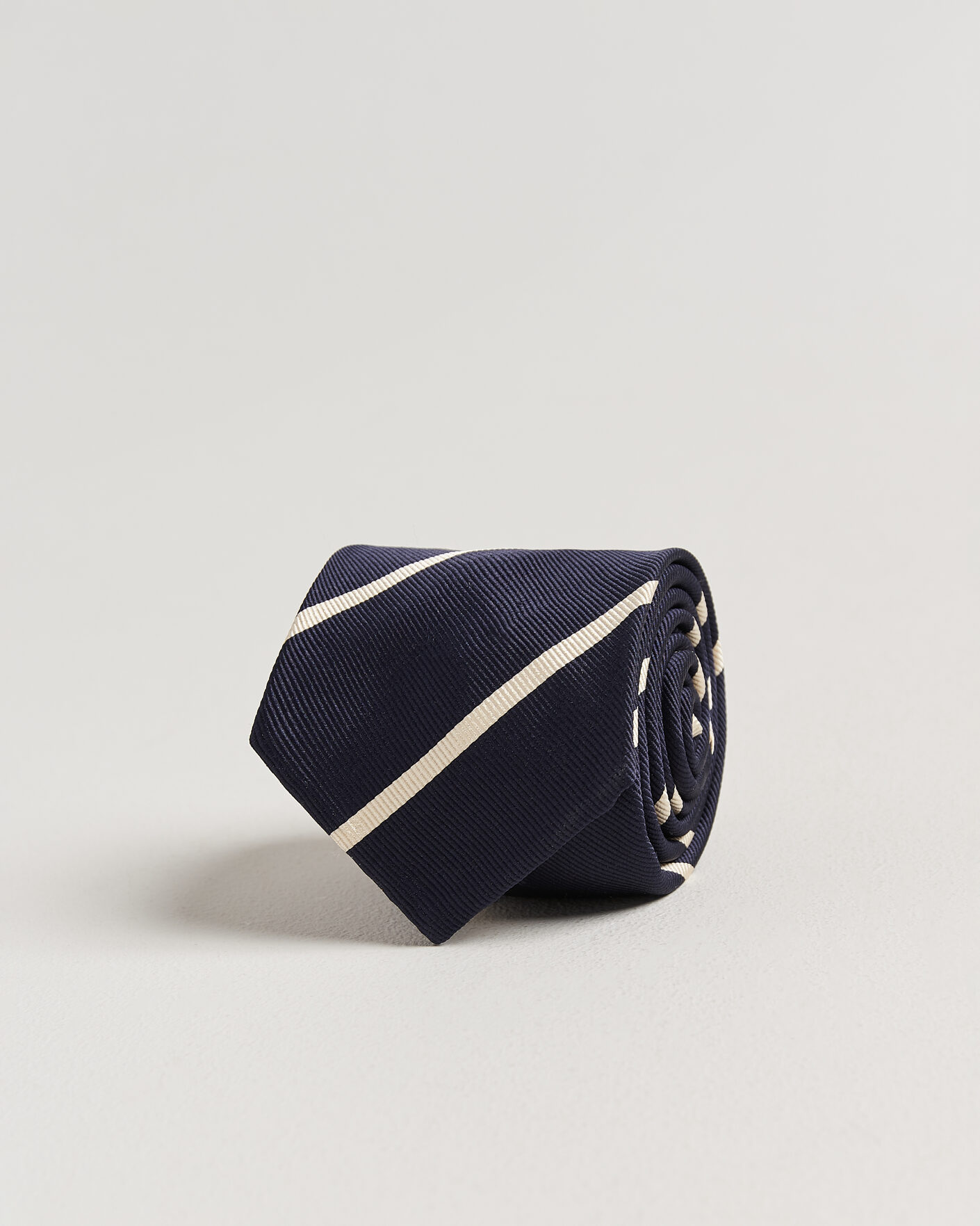 Uomini | Cravatte | Finamore Napoli | Regimental Stripe Silk Tie Navy/White