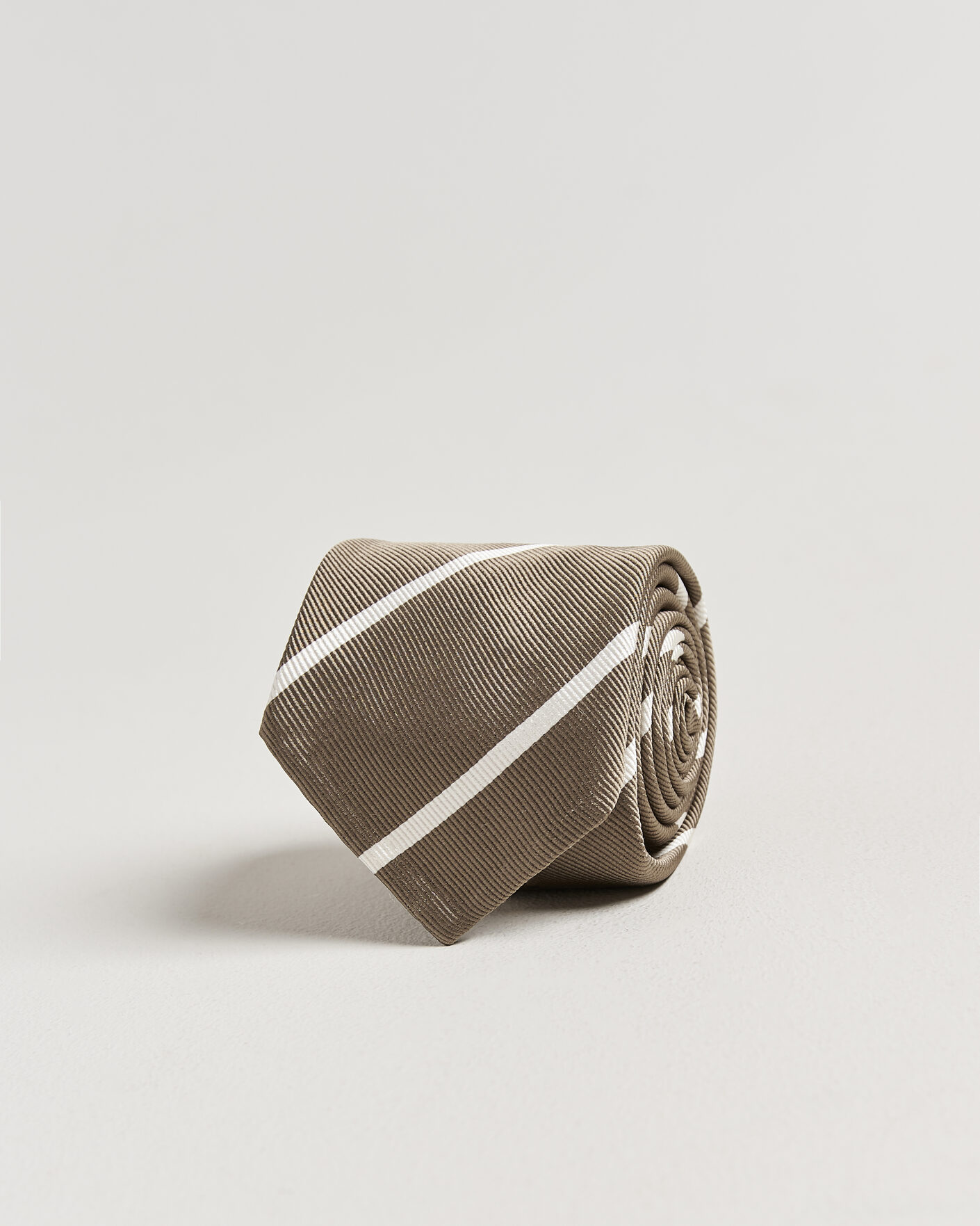 Uomini | Cravatte | Finamore Napoli | Regimental Stripe Silk Tie Olive/White