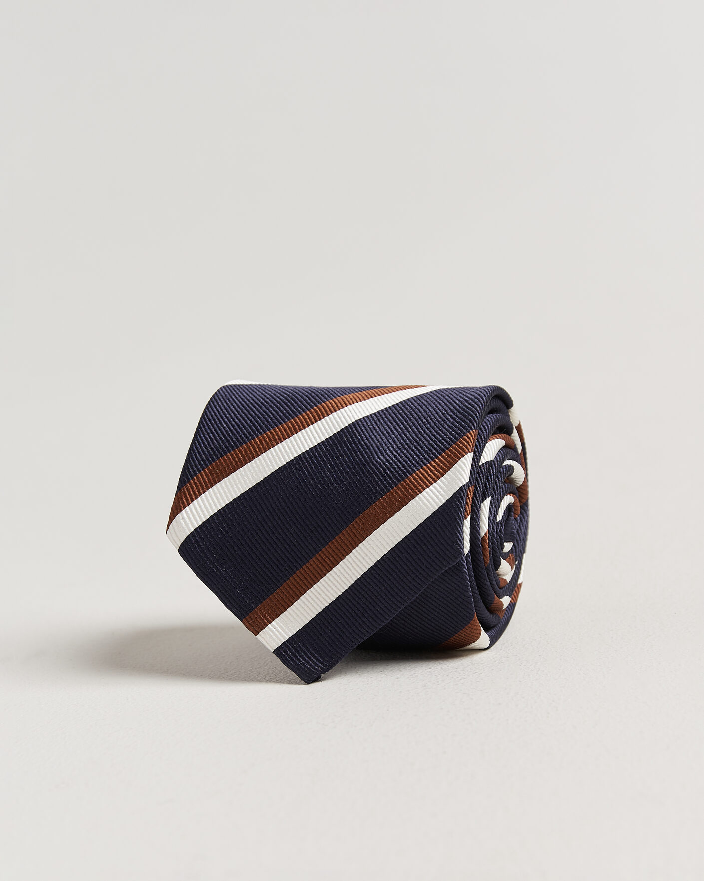 Uomini | Cravatte | Finamore Napoli | Regimental Stripe Silk Tie Navy/Brown