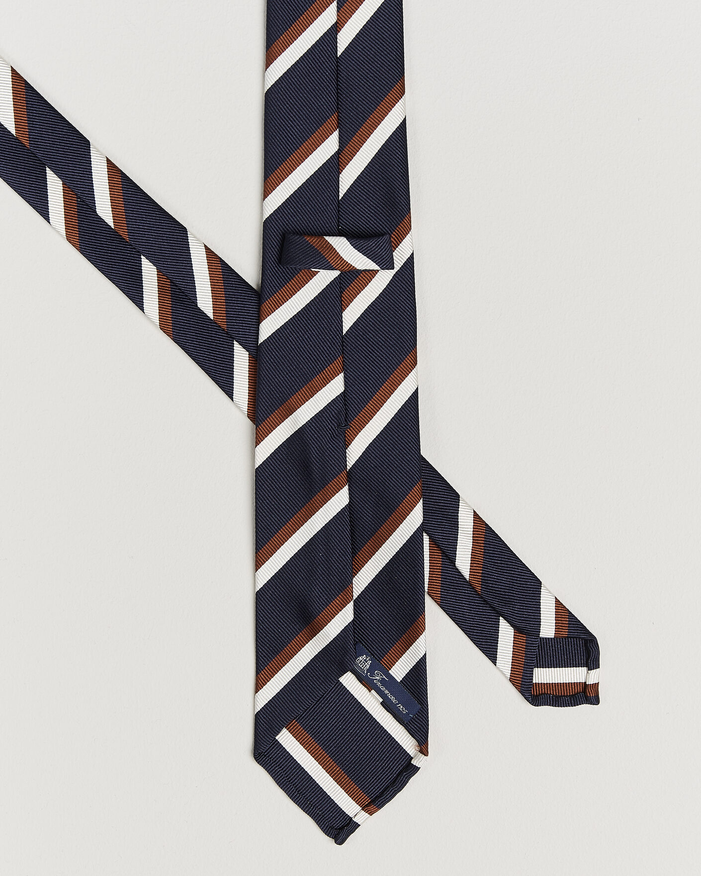 Uomini | Cravatte | Finamore Napoli | Regimental Stripe Silk Tie Navy/Brown