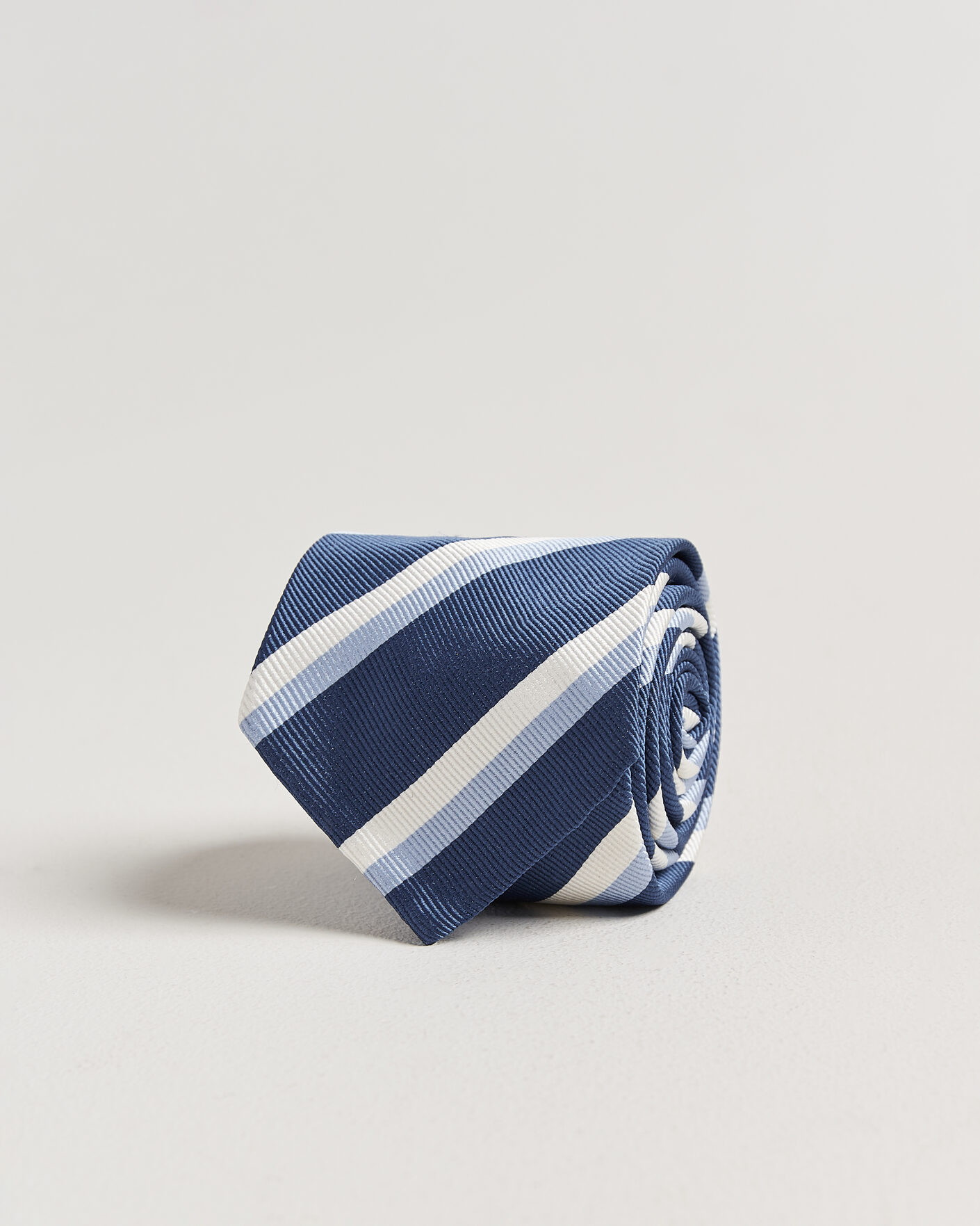 Uomini | Cravatte | Finamore Napoli | Regimental Stripe Silk Tie Blue/White