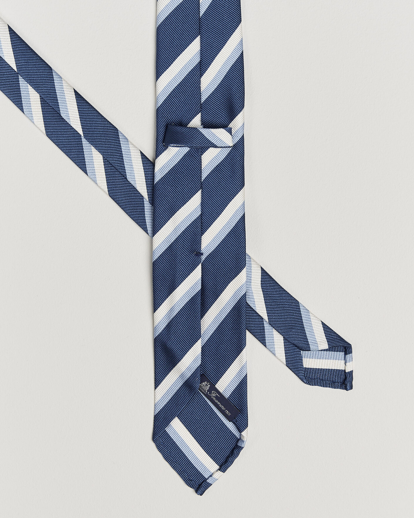 Uomini | Cravatte | Finamore Napoli | Regimental Stripe Silk Tie Blue/White