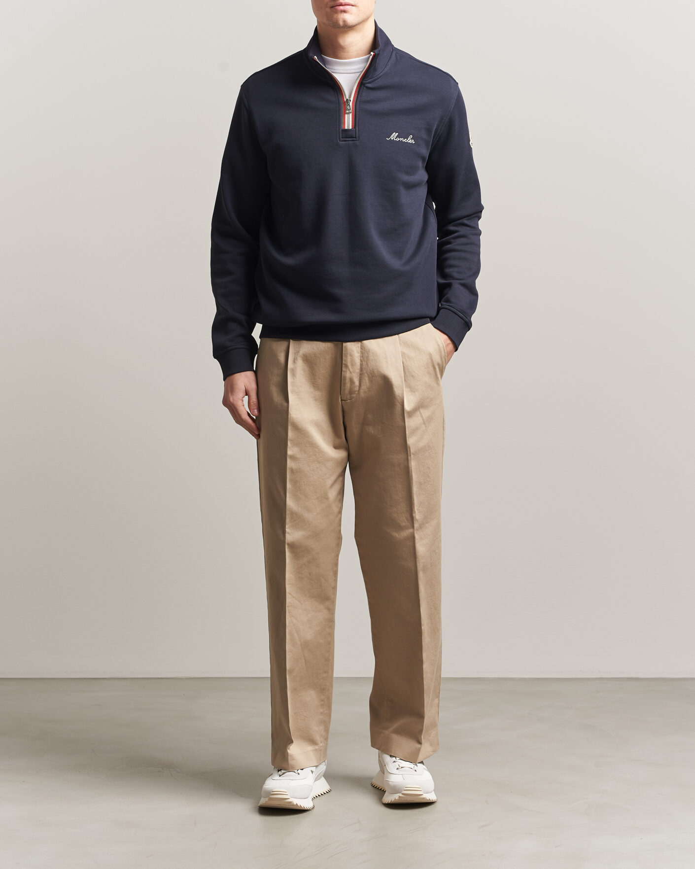 Uomini | Maglieria | Moncler | Signature Logo Half Zip Navy