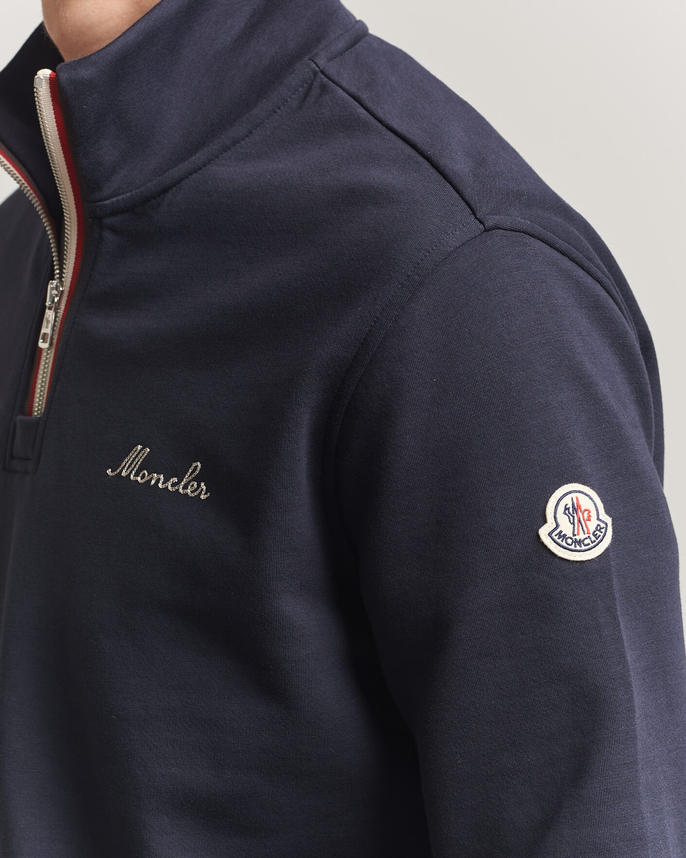 Uomini | Maglieria | Moncler | Signature Logo Half Zip Navy