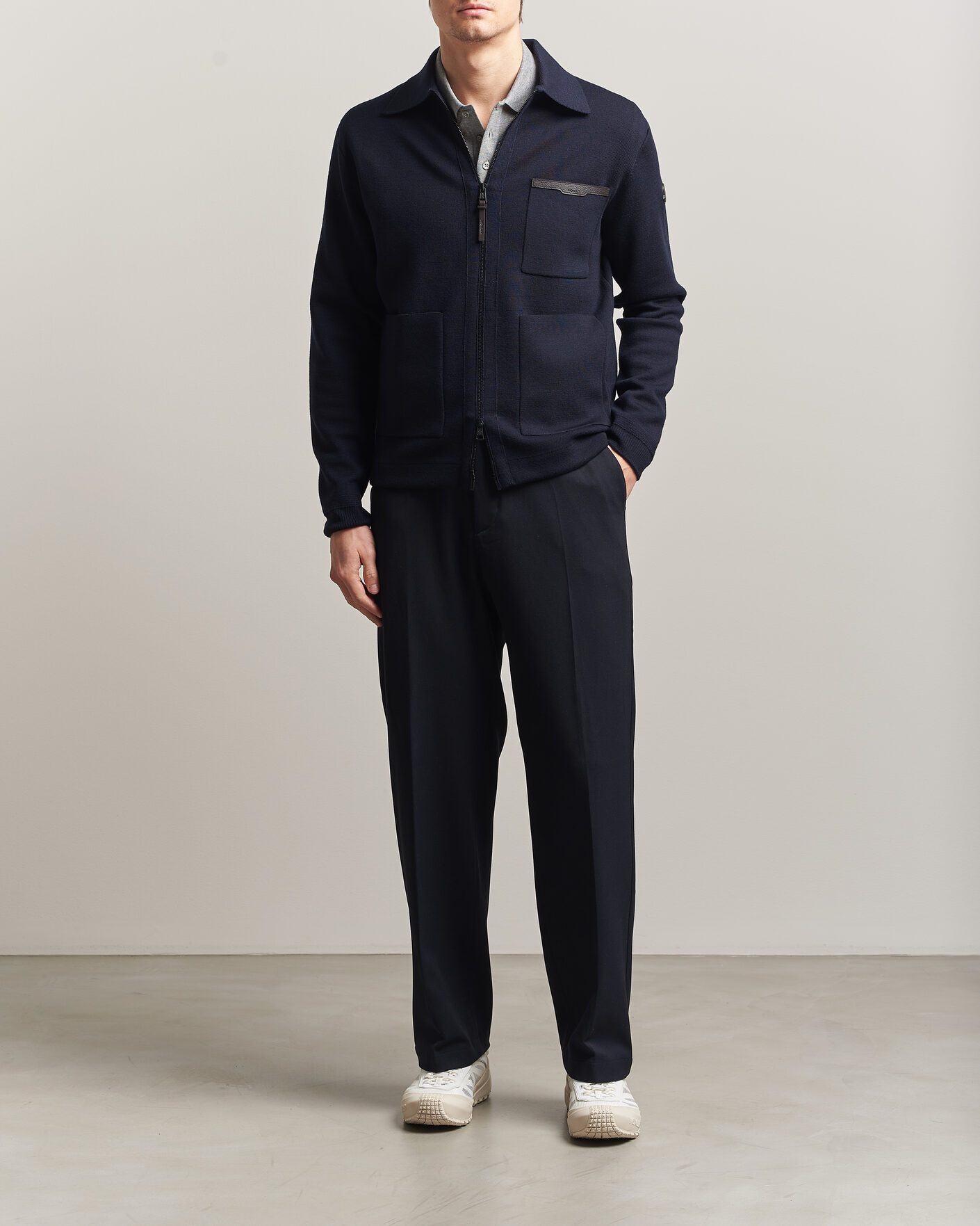 Uomini | Maglieria | Moncler | Zip Wool Cardigan Navy