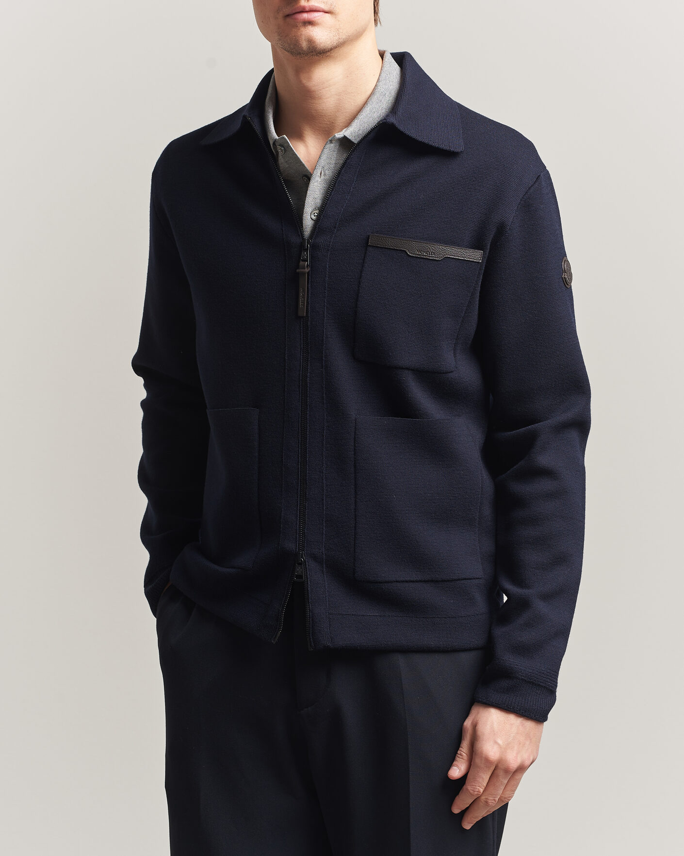 Uomini | Maglieria | Moncler | Zip Wool Cardigan Navy
