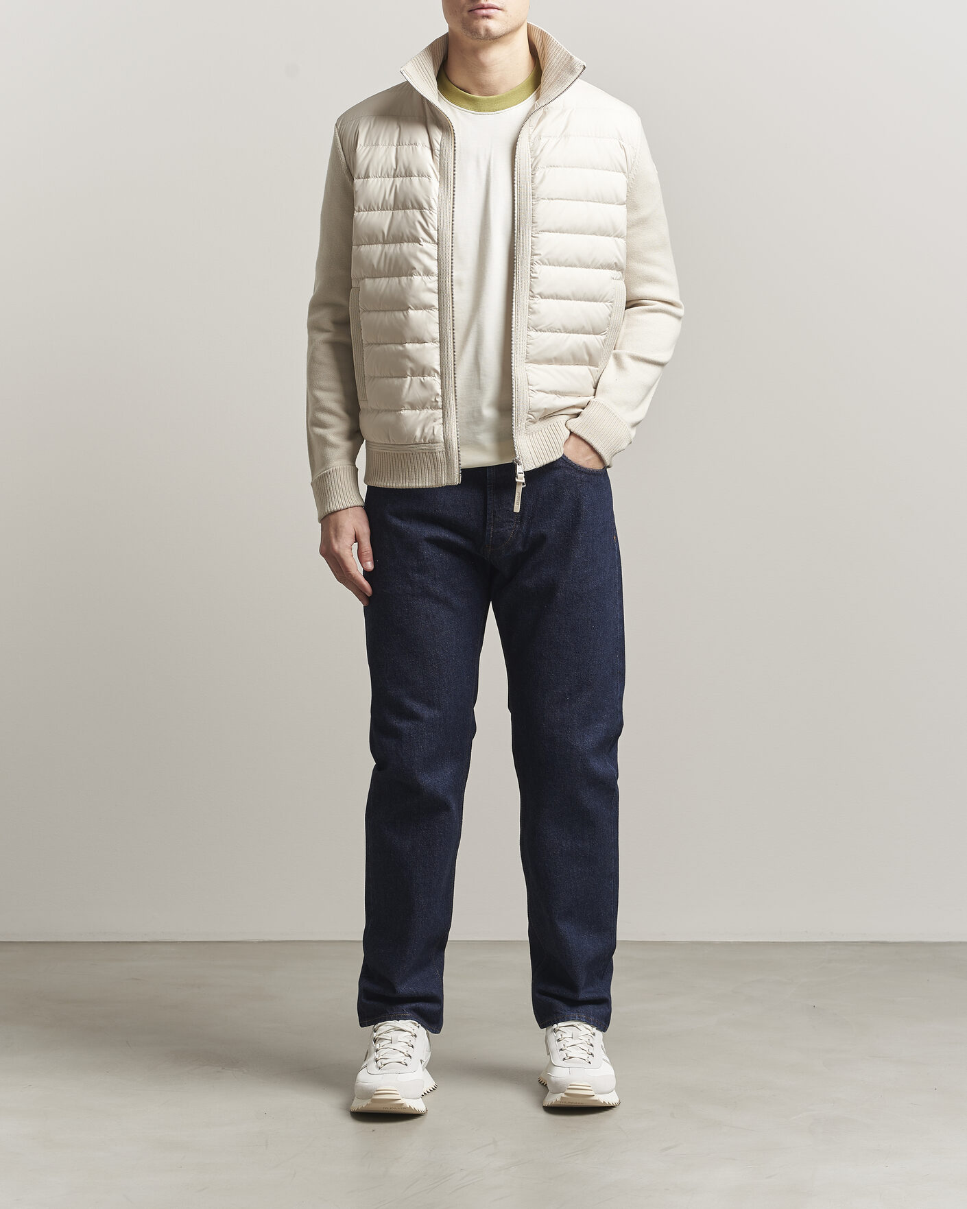 Uomini | Giacche | Moncler | Luxury Hybrid Zip Cardigan Off White