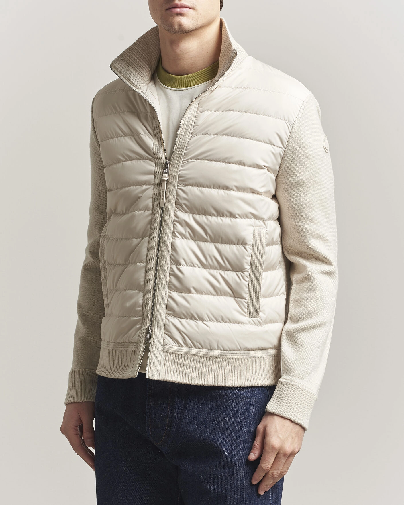 Uomini | Giacche | Moncler | Luxury Hybrid Zip Cardigan Off White