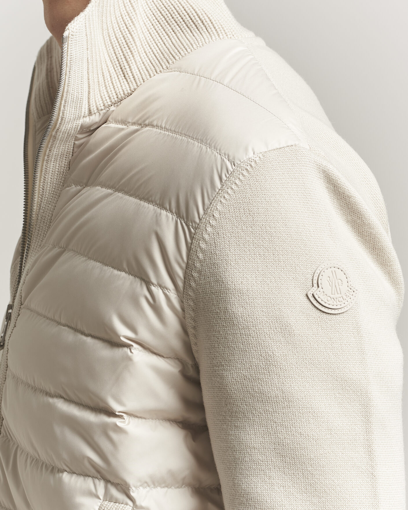 Uomini | Giacche | Moncler | Luxury Hybrid Zip Cardigan Off White