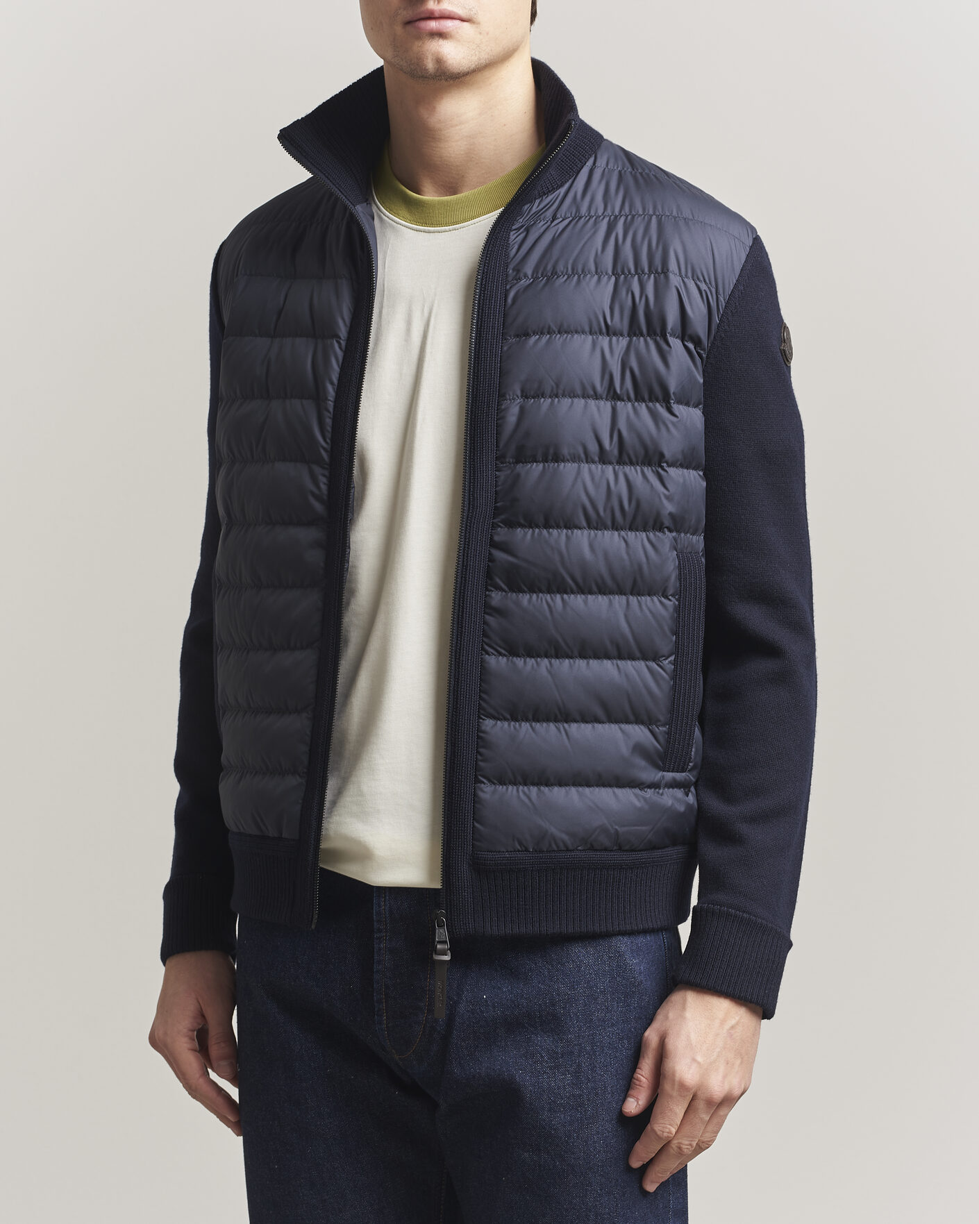 Uomini | Giacche | Moncler | Luxury Hybrid Zip Cardigan Navy