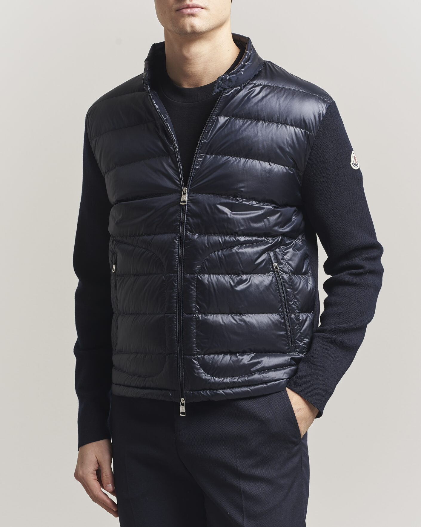 Uomini | Giacche | Moncler | Hybrid Laque Zip Cardigan Navy