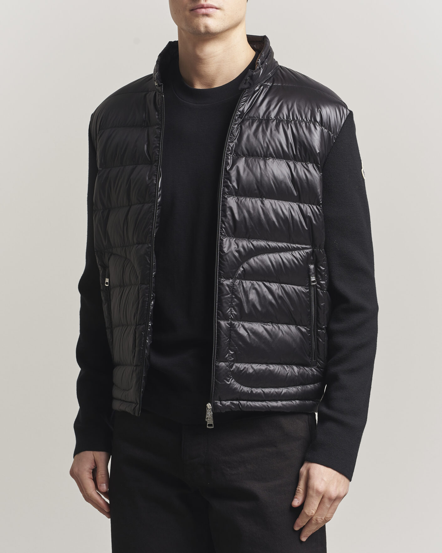 Uomini | Giacche | Moncler | Hybrid Laque Zip Cardigan Black