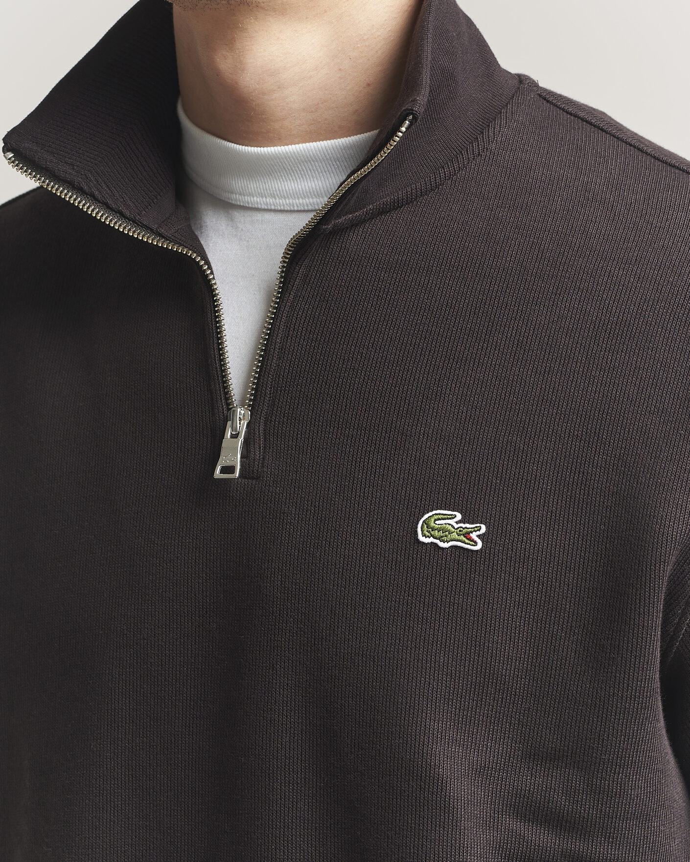 Uomini | Maglieria | Lacoste | Rib Interlock Half Zip Buffle Brown