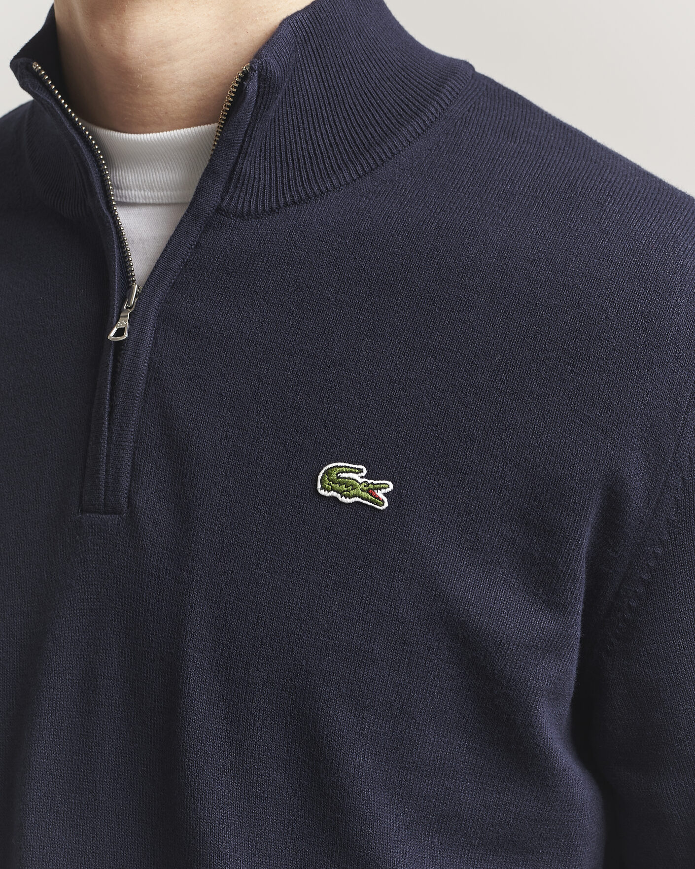 Uomini | Maglieria | Lacoste | Cotton Knitted Half Zip Navy Blue