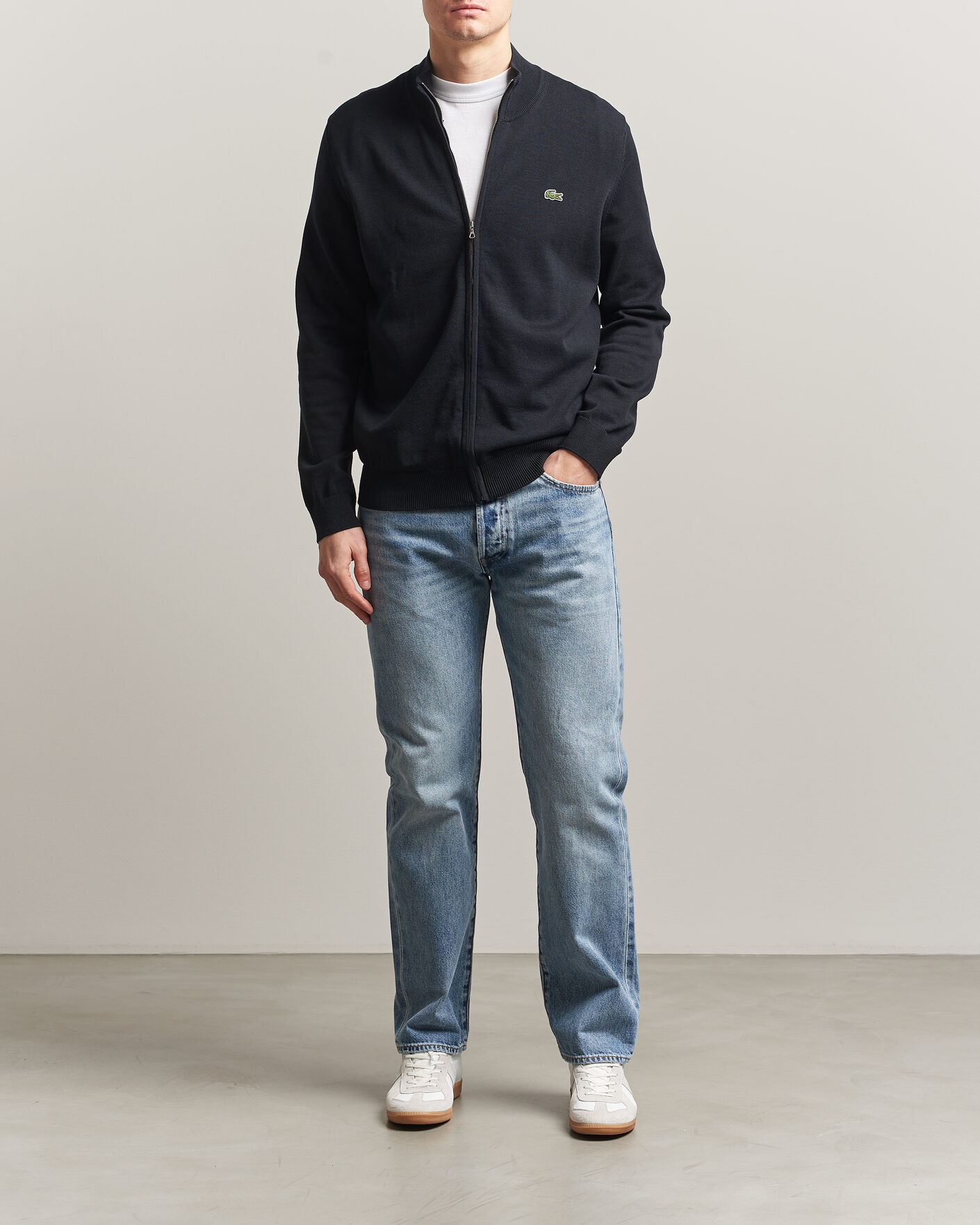 Uomini | Maglieria | Lacoste | Cotton Knitted Full Zip Black