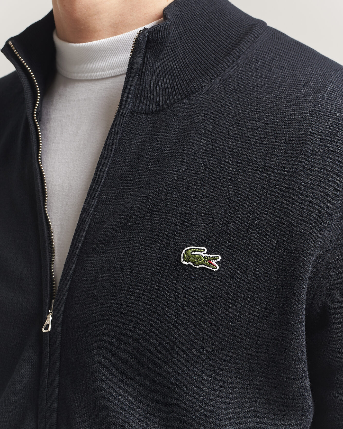 Uomini | Maglieria | Lacoste | Cotton Knitted Full Zip Black