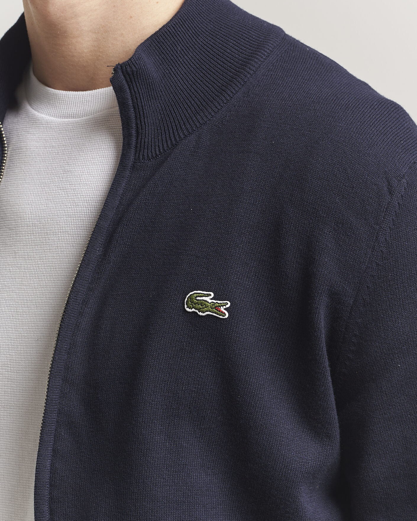 Uomini | Maglieria | Lacoste | Cotton Knitted Full Zip Navy Blue